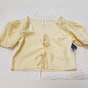 Abound Light Yellow Tie-Front Blouse